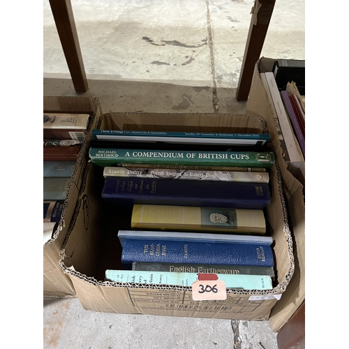 306 - Two boxes of ceramics reference books.