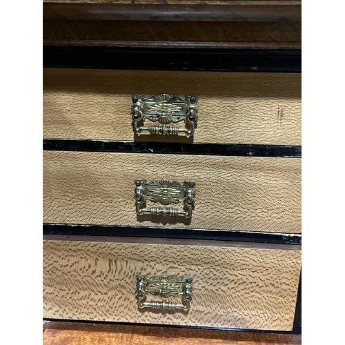 351 - A fine quality Victorian burr oak secretaire bookcase, the upper part with three tooled leather and ... 