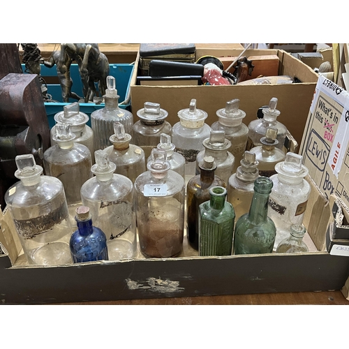 17 - A box of chemist's glass jars and bottles