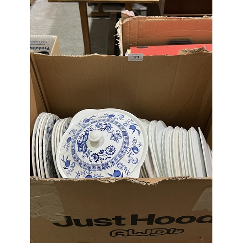 23 - Two boxes of J&G Meakin dinnerware