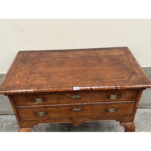 365 - A George II walnut side table, the moulded top crossbanded and line inlaid, over two long line inlai... 