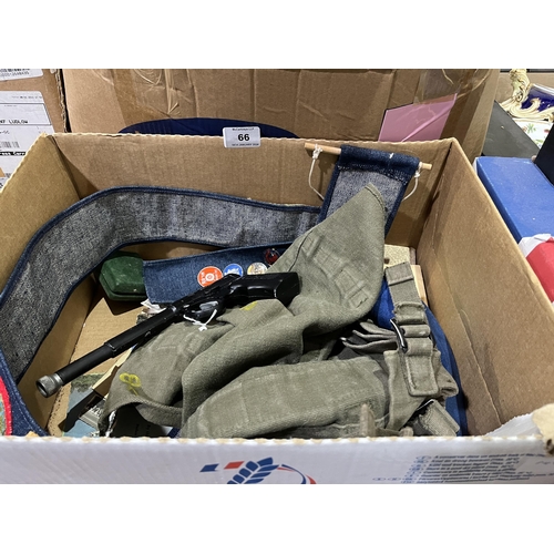 66 - Two boxes of military buttons etc