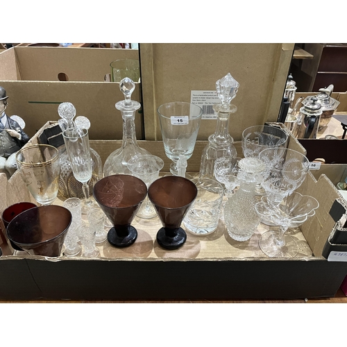 15 - A box of 19th Century and later glassware.