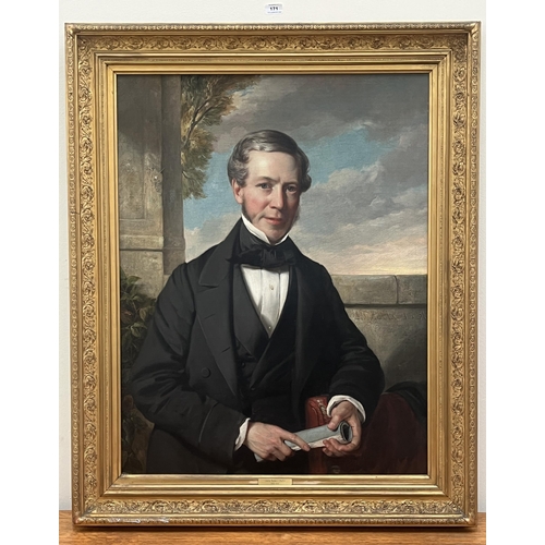 171 - JOHN THOMAS PEELE; R.B.A. BRITISH 1822-1897. A portrait of John Robert Pollit 1816-1885. Signed and ... 