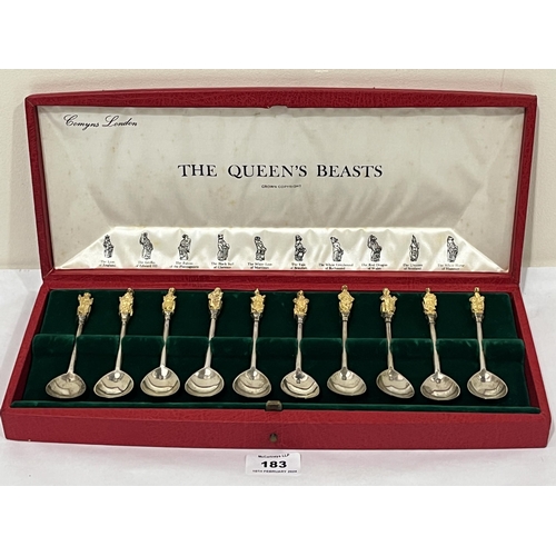 183 - A cased set of ten silver commemorative Queen's Beasts spoons, limited edition no 1778/2000. Certifi... 