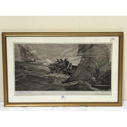 247 - CHARLES NAPIER HEMY. BRITISH 1841-1917. A marine engraving by Willliam Heydemann 1866-1917. Signed b... 