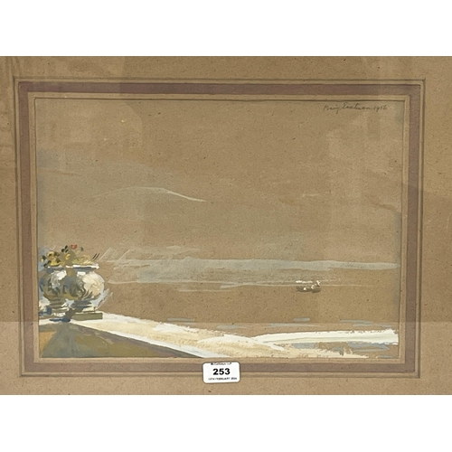 253 - MARY EASTMAN. BRITISH 1906-1990. An extensive beach scene. Signed and dated 1956. Gouache on paper 1... 