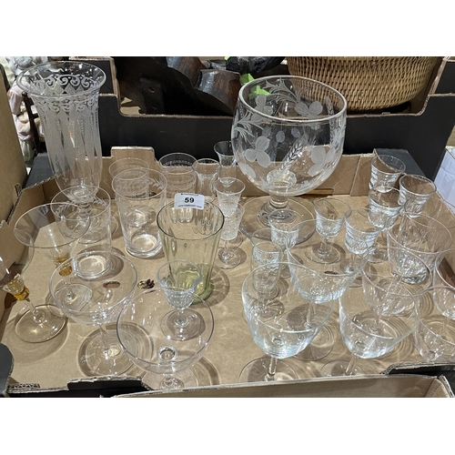 59 - Two boxes of glassware.