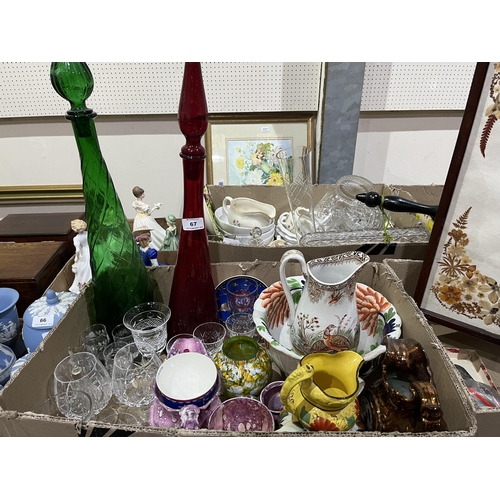 67 - A box of glassware and ceramics.