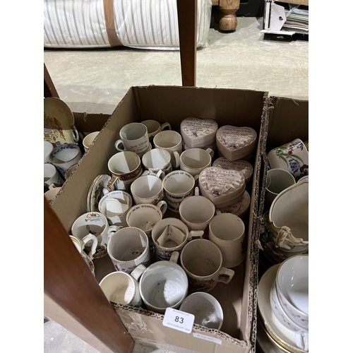 83 - Three boxes of ceramics.