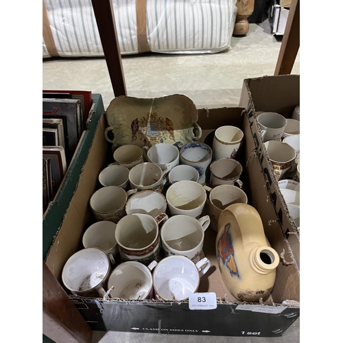 83 - Three boxes of ceramics.