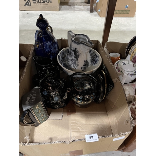 89 - Three boxes of ceramics.