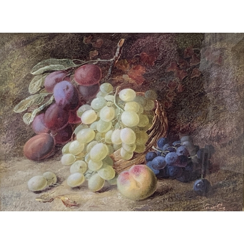 126 - VINCENT CLARE. BRITISH 1855-1930. Study of fruit on a mossy bank. Signed. Watercolour, 9