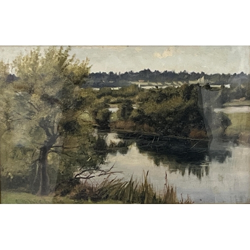 160 - CATHERINE MAUD NICHOLLS. BRITISH 1847-1923. Salhouse Broad. Signed. Inscribed on label verso. Oil on... 