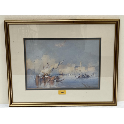 180 - WILLIAM KNOX. BRITISH 1862-1925. Sailing boats and gondolas on a Venetian lagoon. Signed. Watercolou... 