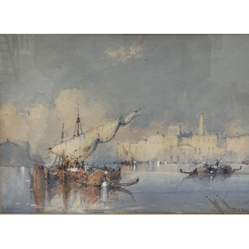 180 - WILLIAM KNOX. BRITISH 1862-1925. Sailing boats and gondolas on a Venetian lagoon. Signed. Watercolou... 