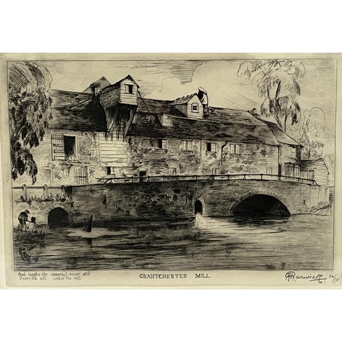 185 - R WARWICK. BRITISH 20TH CENTURY. Grantchester Mill. Signed in pencil and numbered 54/75. Etching 6½