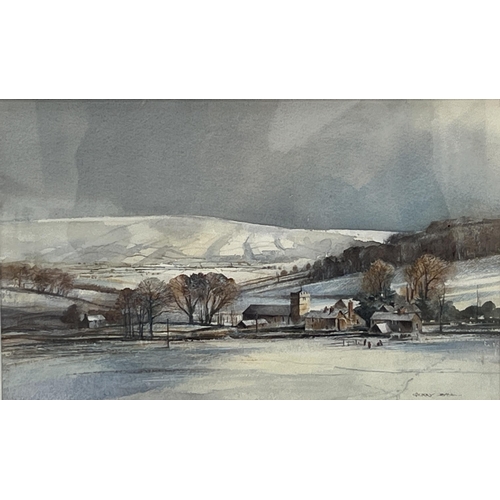 170 - GERRY BALL. BRITISH Bn. 1943. A December Day, Tugford. Signed, inscribed on label verso. Watercolour... 