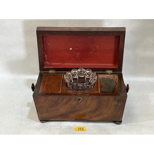 173 - A Regency mahogany sarcophagus tea caddy, 12