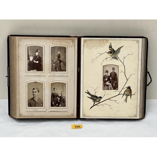 308 - A Victorian leather bound photograph album, 11½