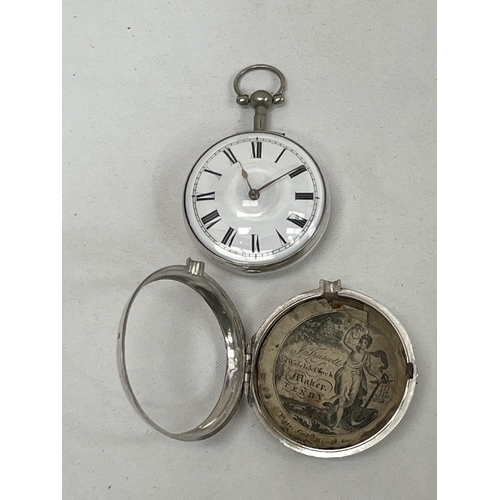 562 - A George III silver pair cased verge watch, the gilded movement signed Wm Morgan, London and numbere... 