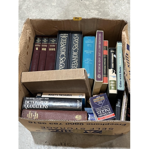 592 - Two boxes of Folio Society and other books.