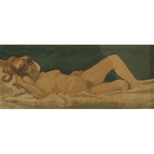 142 - KENNETH ROSS WELBURN. BRITISH 1910-1998. A reclining female nude. Signed. Watercolour 7