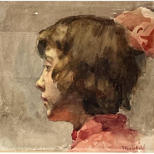 144 - S.V. ENGLEFIELD. BRITISH 20TH CENTURY. Profile study of a young girl. Signed. Watercolour 11½