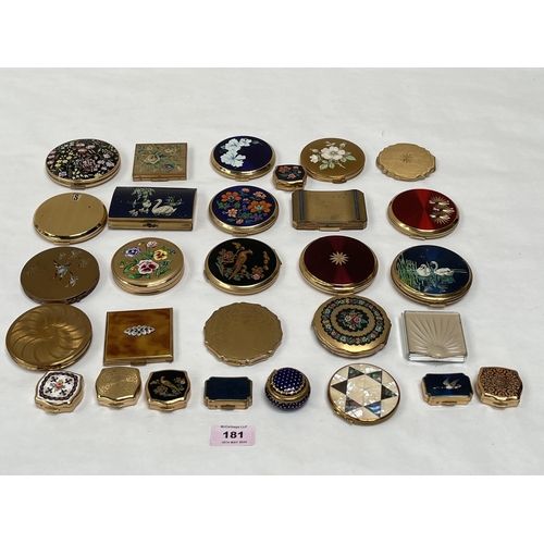 181 - A collection of powder compacts and rouge pots.