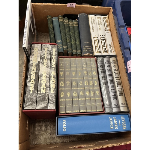 92 - Two boxes of Folio Society and other books.