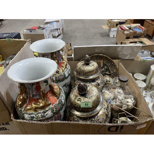 52 - A box of Oriental ceramics etc.