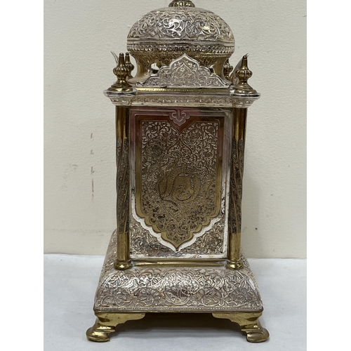 159 - A gilt and silvered brass carriage clock for the Turkish or Persian market, the brass movement with ... 