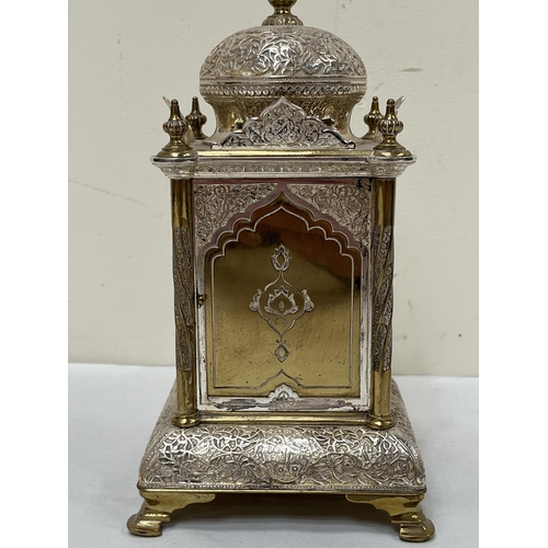 159 - A gilt and silvered brass carriage clock for the Turkish or Persian market, the brass movement with ... 