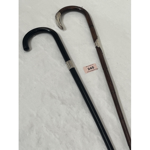 245 - Two silver mounted walking canes.