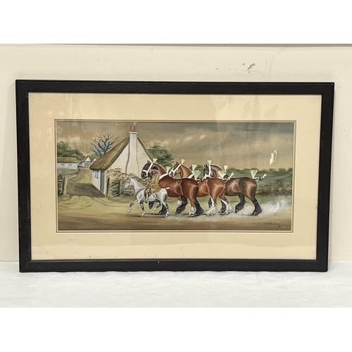 248 - HENRY WILLIAM STANDING. BRITISH Fl. 1894-1931. Heavy horses on a lane. A pair. Signed, one dated 190... 