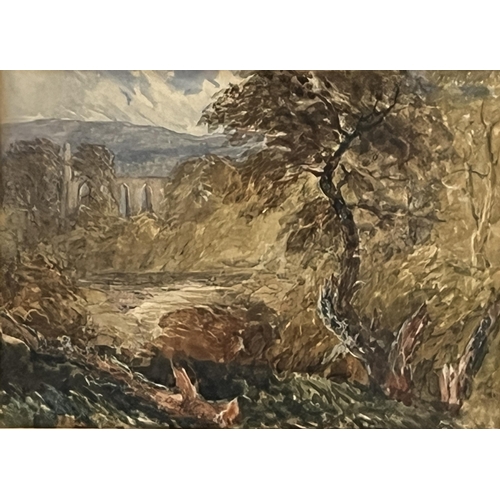 283 - CIRCLE OF DAVID COX. BRITISH 1783-1859. Bolton Abbey, Yorkshire 1846. Bears a signature. Watercolour... 