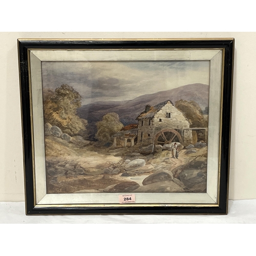 284 - ENGLISH SCHOOL. 19TH CENTURY. Landscape with watermill. Indistinctly signed. Watercolour 12