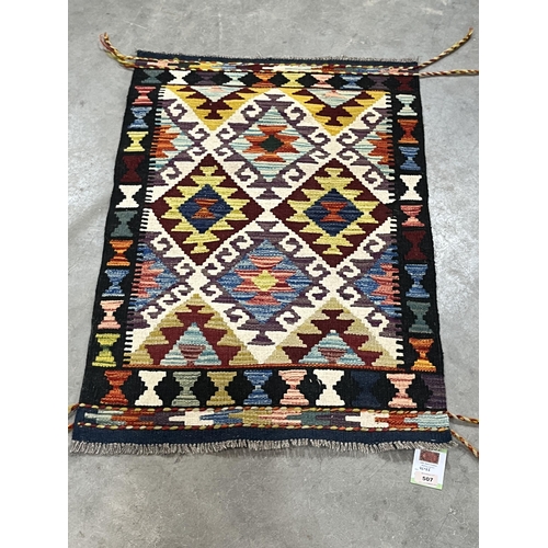 507 - A Maimana Kilim rug 0.96m x 0.66m.