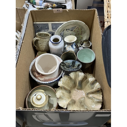 53 - Two boxes of ceramics.