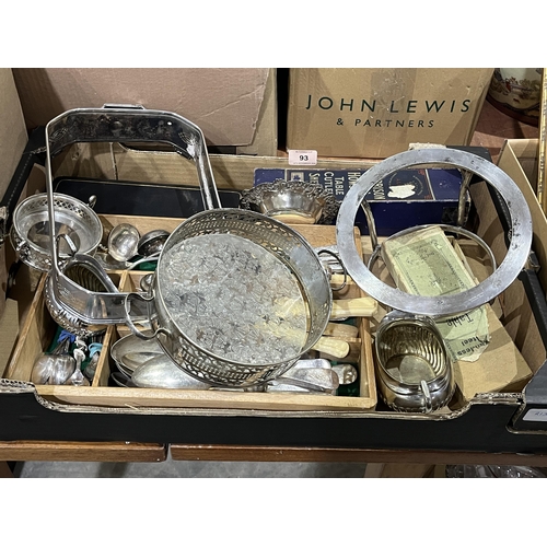 93 - A box of plated ware and cutlery.