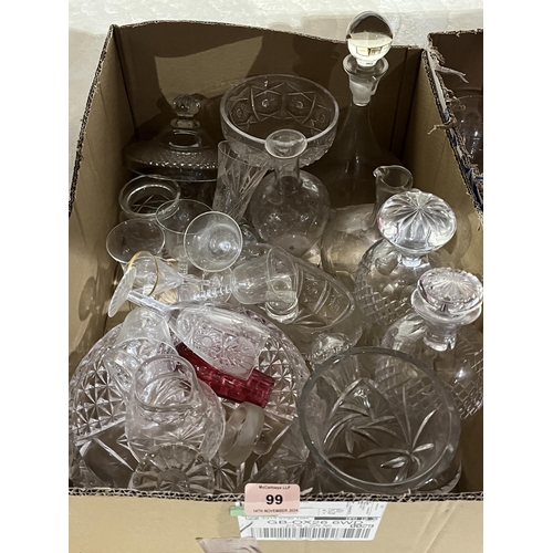 99 - Two boxes of glassware.