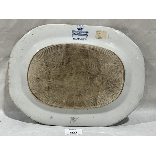 197 - An early 19th Century Mason's Ironstone dish with rare 'DAMAGED' mark. 12½