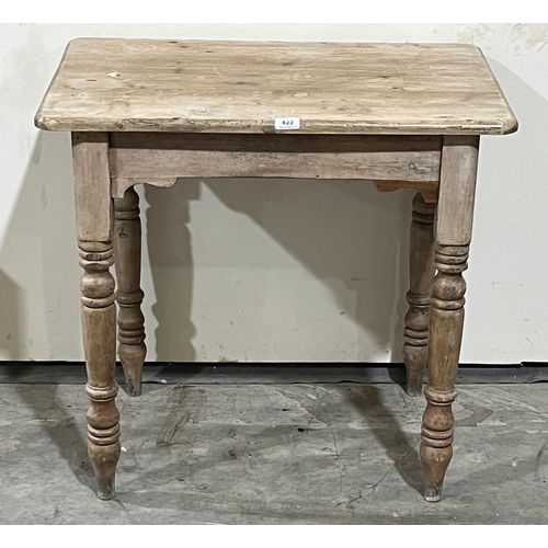 422 - A Victorian pine side table on turned legs. 30