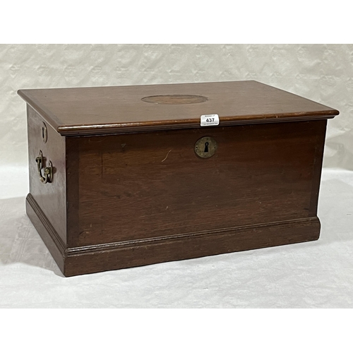 437 - A 19th Century mahogany chest, the interior with till and two drawers. 23