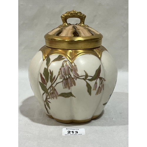 213 - A Royal Worcester pot-pourri jar and covers. Shape 1313. 7½