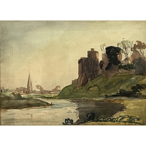 233 - JAMES DICKSON INNES. WELSH 1887-1914. Kidwelly Castle. Signed, indistinctly dated and inscribed. Wat... 