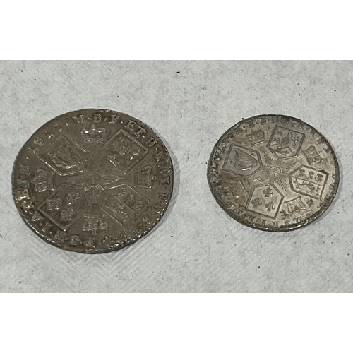 251 - A George III silver shilling and sixpence. Both 1787