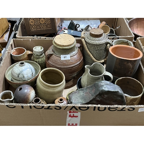 27 - A box of studio pottery