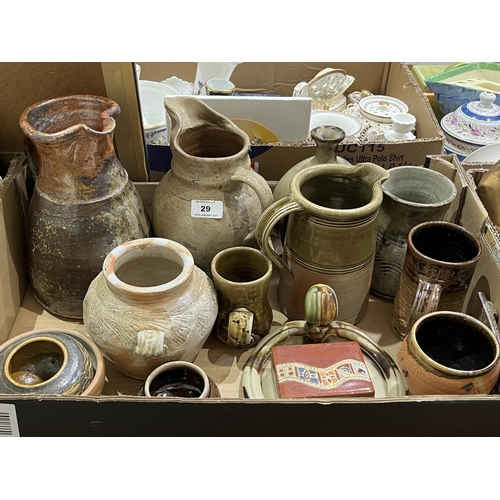 29 - Two boxes of studio pottery