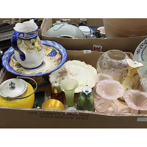 31 - Two boxes of ceramics and glassware